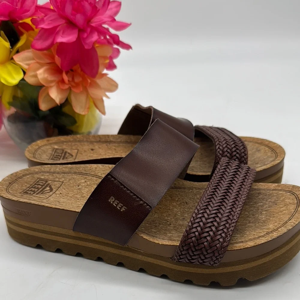 Reef Brown Braided Strap Sandals - Picture 1 of 10